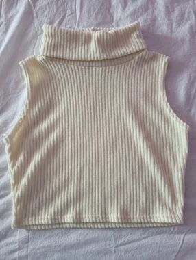 Cream Sweater Cropped Turtleneck
